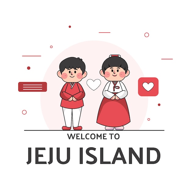 Bienvenido a los elementos de la isla de Jeju dibujados a mano para imprimir gratis