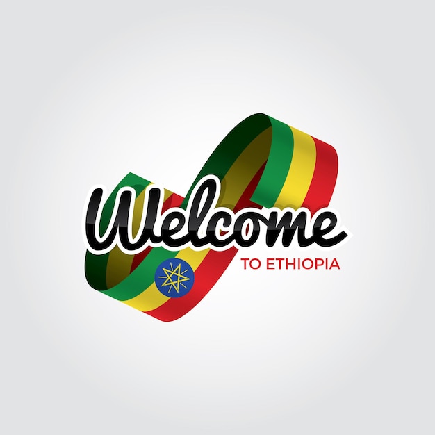 Vector bienvenido a etiopía, ilustración vectorial sobre un fondo blanco.