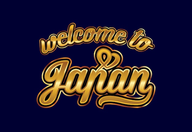 Bienvenido a Japón Texto de palabra Fuente creativa Diseño Ilustración Signo de bienvenida
