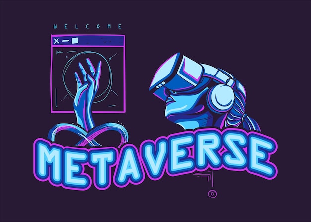 Bienvenido metaverse ilustración vectorial futurista con color moderno