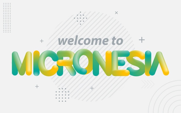 Vector bienvenido a micronesia tipografía creativa con efecto de mezcla 3d ilustración vectorial