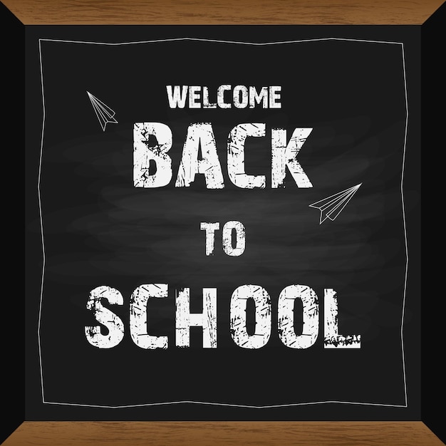 Vector bienvenido de nuevo a la escuela black board social media banner