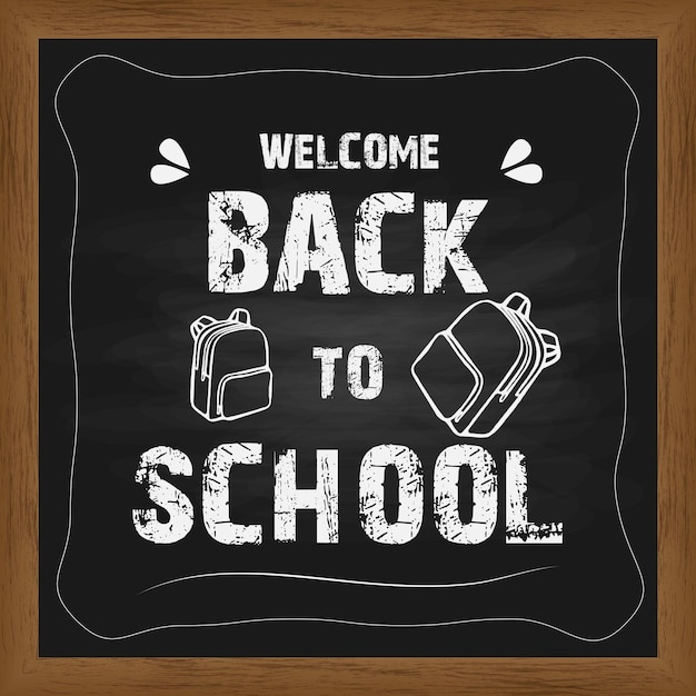 Vector bienvenido de nuevo a la escuela black board social media banner