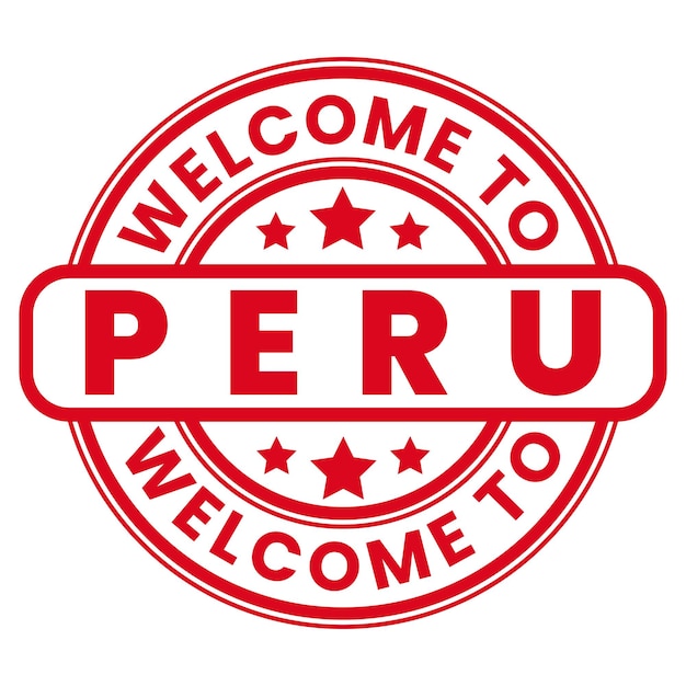 Bienvenido a Perú signo, sello, pegatina con estrellas ilustración vectorial