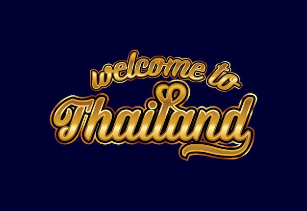 Bienvenido a Tailandia Texto de palabra Fuente creativa Diseño Ilustración Signo de bienvenida