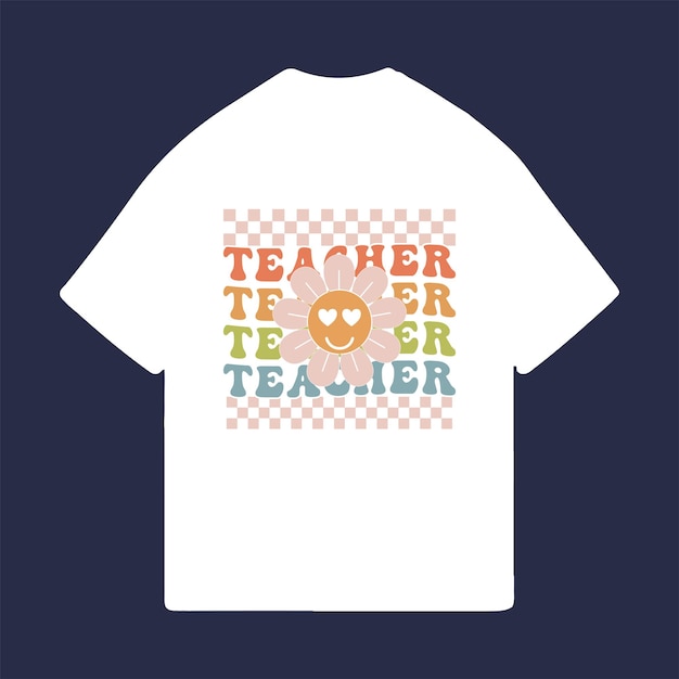 Bienvenido de vuelta a la escuela diseño de camiseta groovy con maqueta en blanco