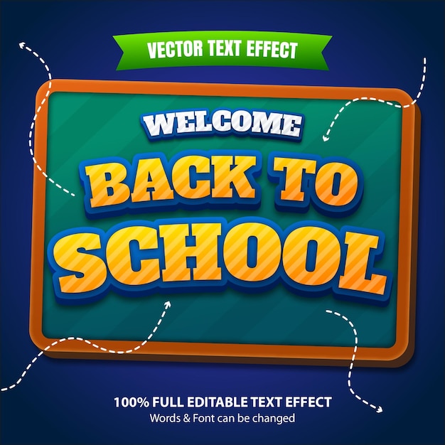 Bienvenido de vuelta a la escuela Efecto de texto