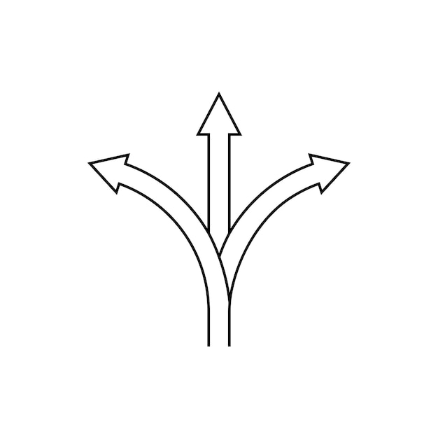 bifurcación, en, el, camino, icono