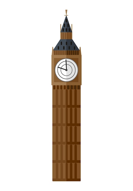 Big Ben Tower, Londres. Ilustración de vector plano aislado sobre fondo blanco