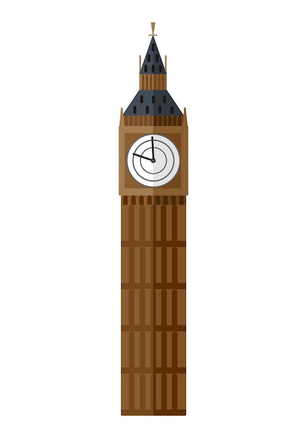 Big ben tower, londres. ilustración de vector plano aislado sobre fondo blanco