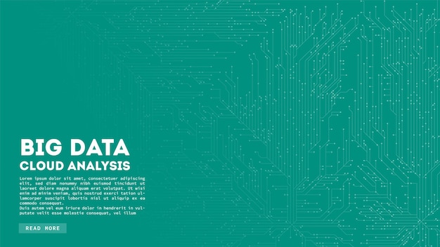 Vector big data computación en la nube visualización de blockchain patrón abstracto de tablero cirquit