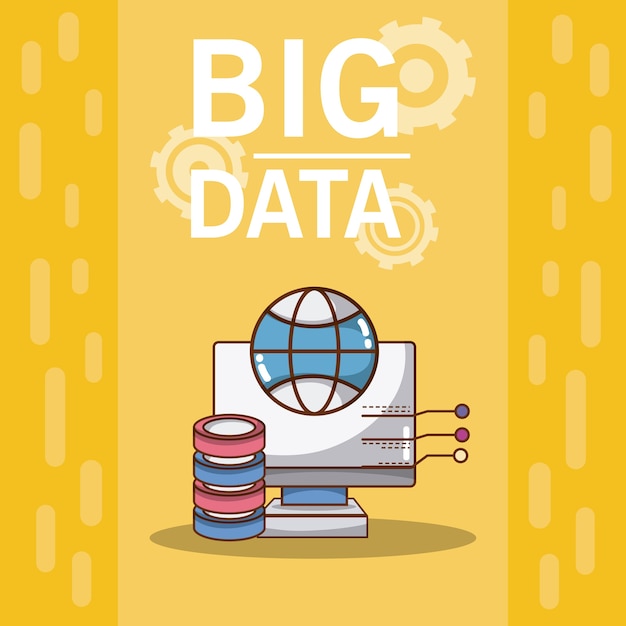 Big data computer con base de datos y esfera global