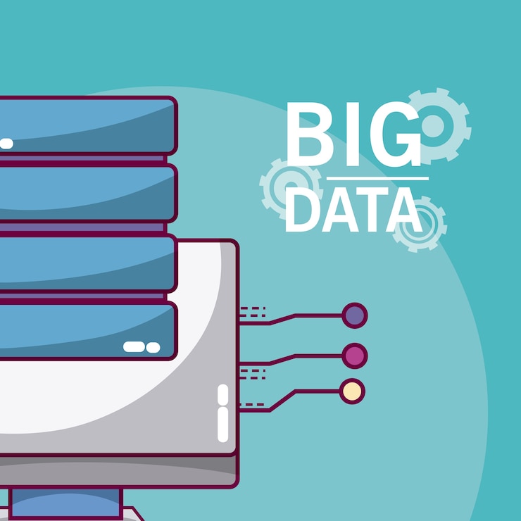 Vector big data computer con discos de base de datos