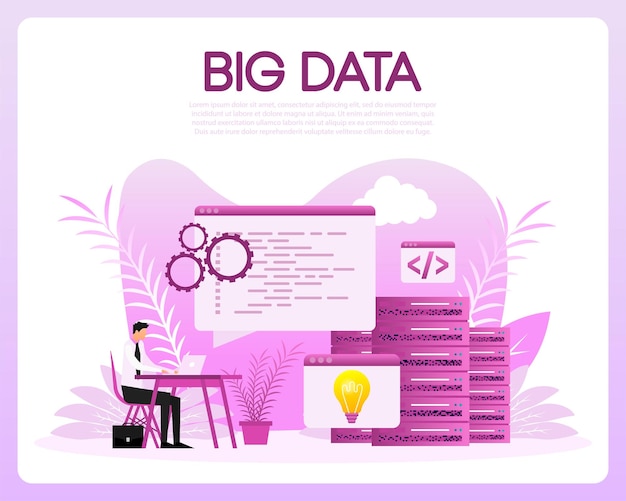 Vector big data people ilustración vectorial finanzas almacenamiento de datos isométricos