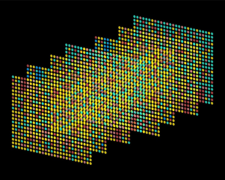 Vector big data siendo analizado para el aprendizaje automático y el aprendizaje profundo para el contenido generado