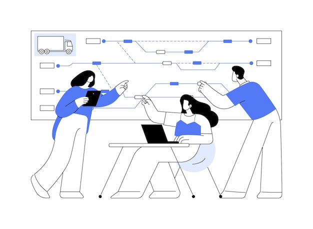 Big data en el transporte ilustraciones vectoriales de dibujos animados aislados