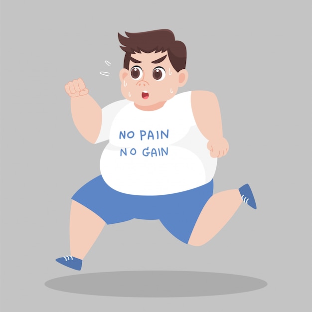 Big Fat Man corriendo quiere perder peso