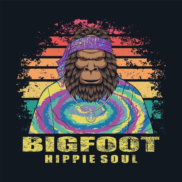 Bigfoot hippie alma retro vector ilustración