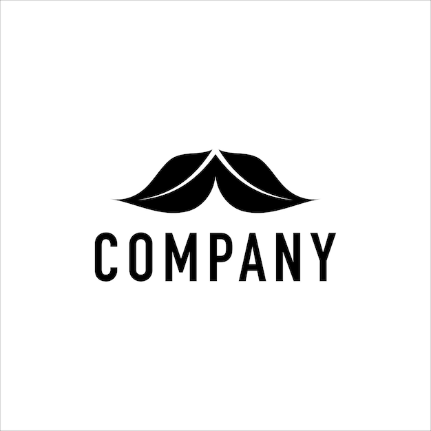 Bigote abstracto ilustrado con el concepto de logotipo de expresiones faciales en forma de hoja gemela aislado en la plantilla de diseño de logotipo de personaje de fondo blanco