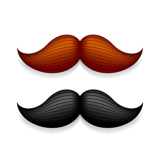 El bigote aislado en blanco negro vector vintage bigote pelo facial barbería colección retro.