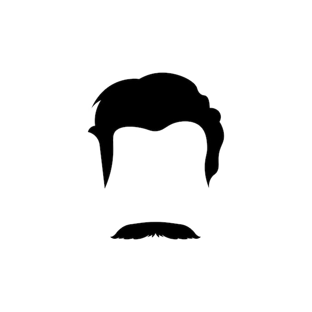 Bigote en diseño plano con pelo y barba.