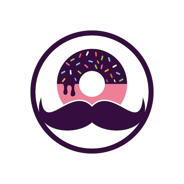 Bigote donut vector logo diseño icono