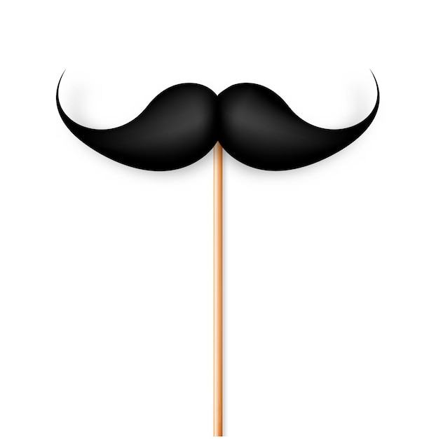 Bigote falso realista en un palo Bigote de papel vintage aislado sobre fondo blanco Ilustración vectorial