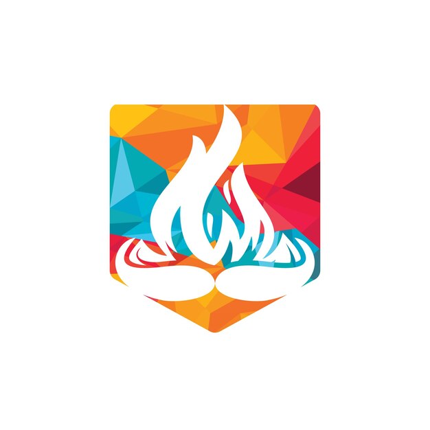 Bigote fuego vector logo diseño concepto