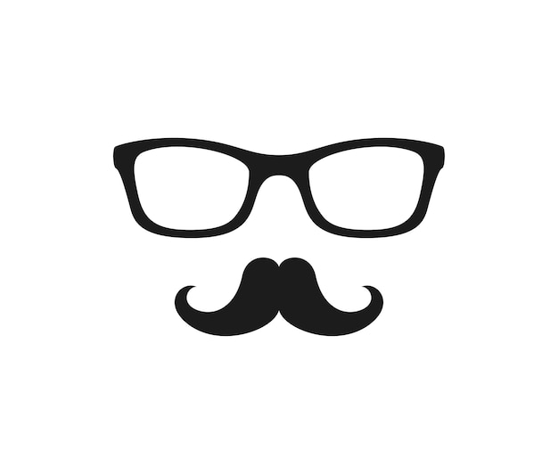 Bigote y gafas aislado sobre fondo blanco.