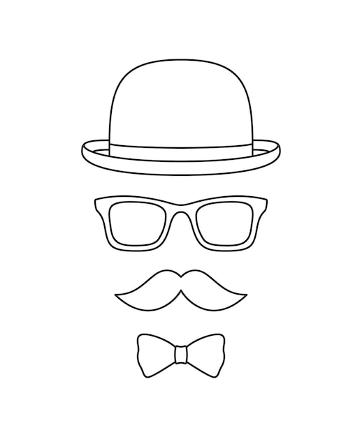 Bigote pajarita sombrero y gafas hoja de trabajo para niños