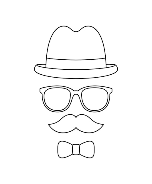 Bigote pajarita sombrero y gafas hoja de trabajo para niños