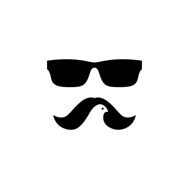 bigote con pájaro vector de diseño de logotipo moderno