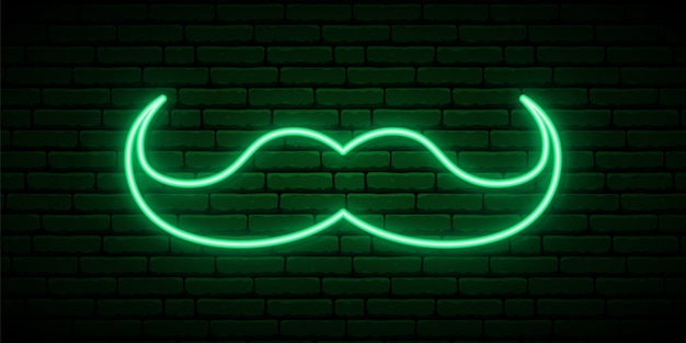 Bigote verde letrero de neón.