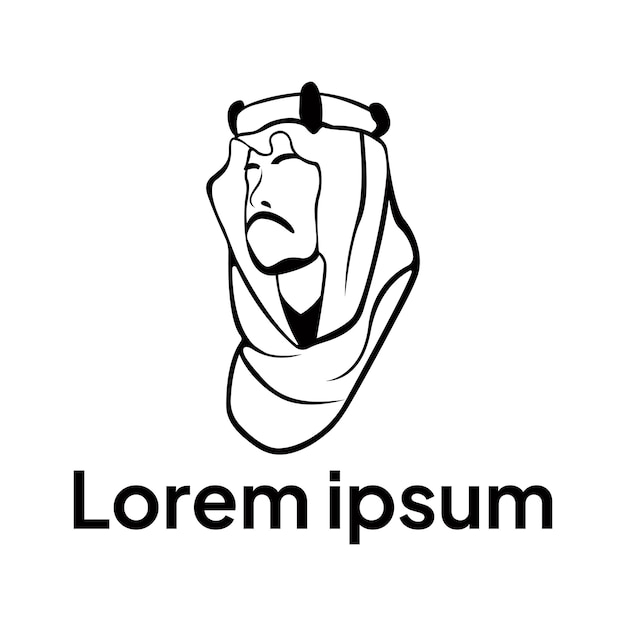 Los bigotes de un hombre árabe con el logotipo del turbante