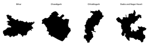 Bihar Chandigarh Chhattisgarh Dadra y Nagar Haveli mapas del contorno