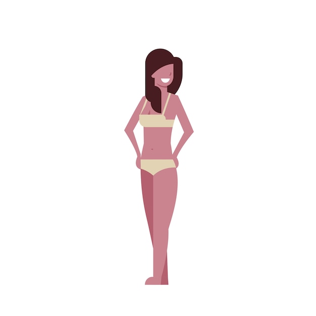 Vector bikini mujer de pie amarillo traje de baño