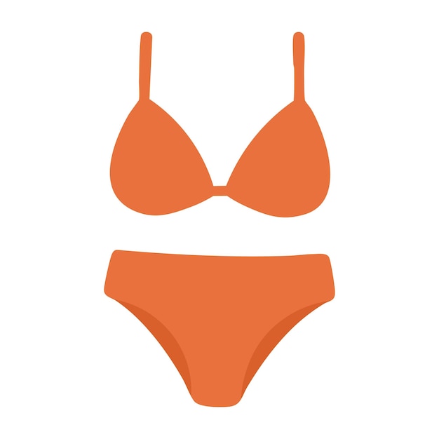 Bikini naranja de dos piezas mínimas en estilo de dibujos animados plano perfecto para temas de playa y vacaciones de verano