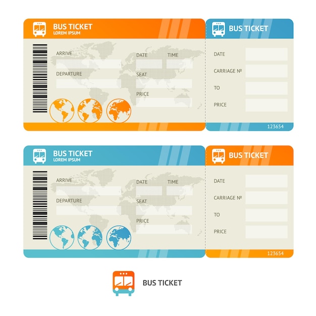 Billete de autobús aislado. Plantilla de diseño.