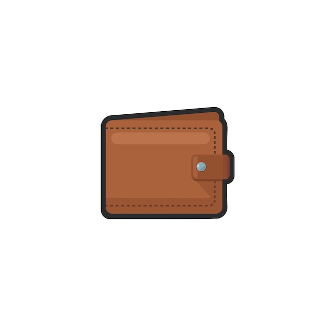 billetera de cuero marrón en diseño vectorial plano de contorno