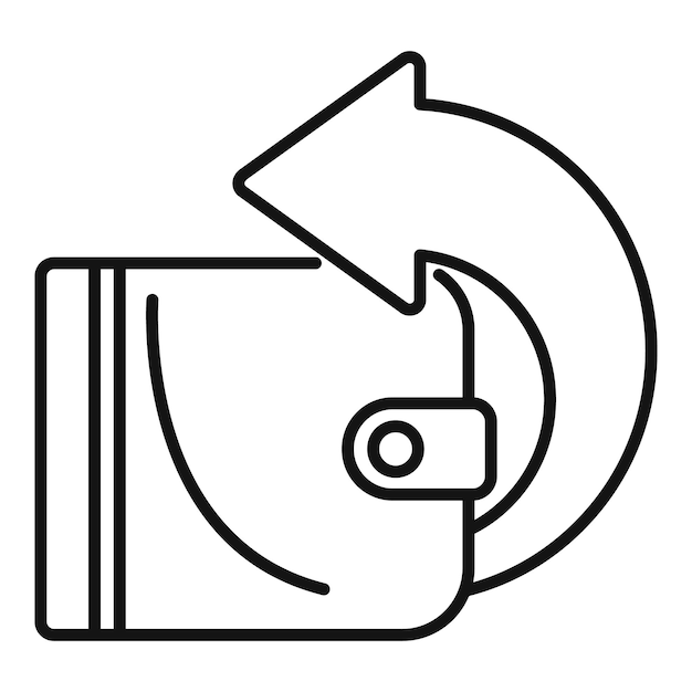 Billetera con flecha devolviendo dinero icono de línea de concepto financiero