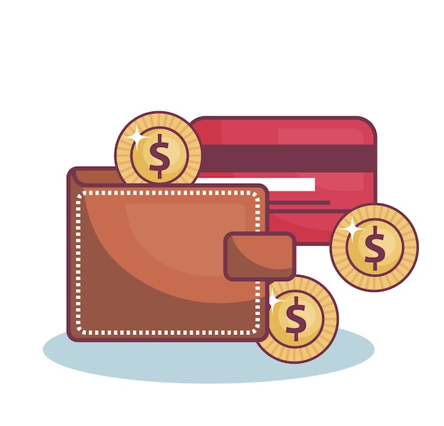 Billetera con monedas y tarjeta