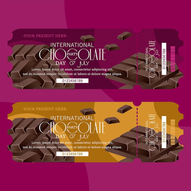 billetes para el día internacional del chocolate