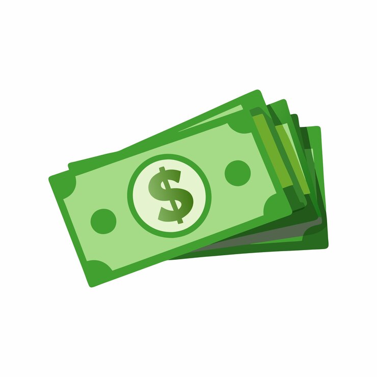 Vector los billetes de dólar aislados sobre un fondo blanco
