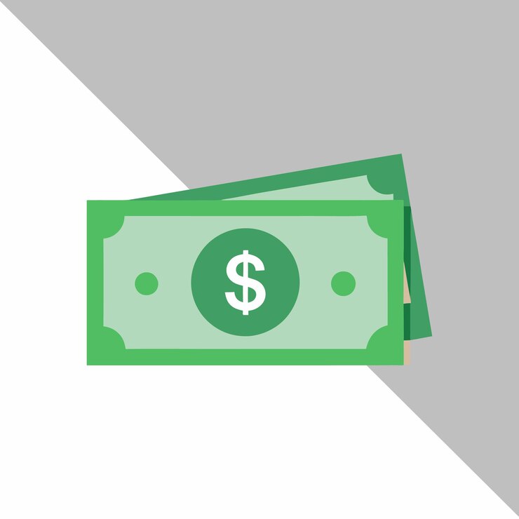 Vector los billetes de dólar aislados sobre un fondo blanco
