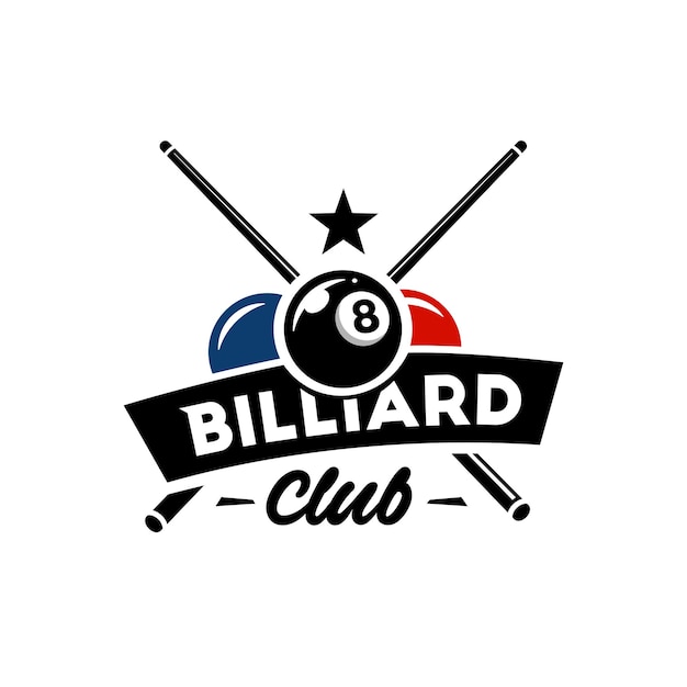 Billiard club logo icono diseño deporte insignia Vector ilustración cruzó billar tacos logo