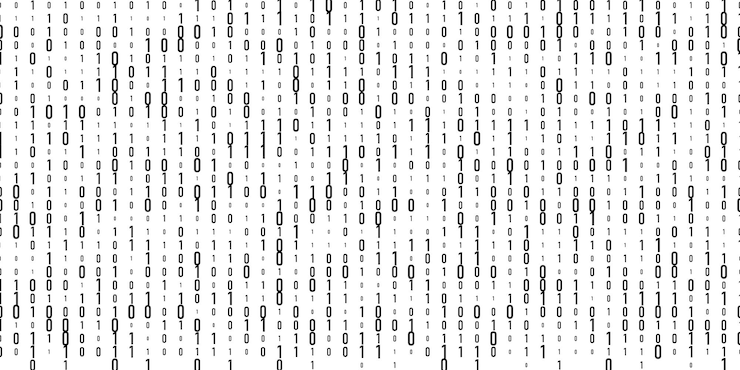 Vector binary code background with falling zeros and ones digital data programming technology concept
