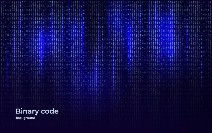Vector binary code technology concept background abstract visualization of digital information flow cyber network and programming data stream for futuristic science and computing
