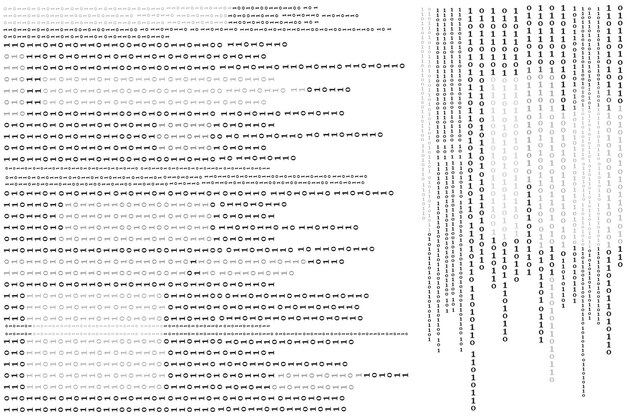 Binary code zero one flowing downward abstract matrix background with binary computer code