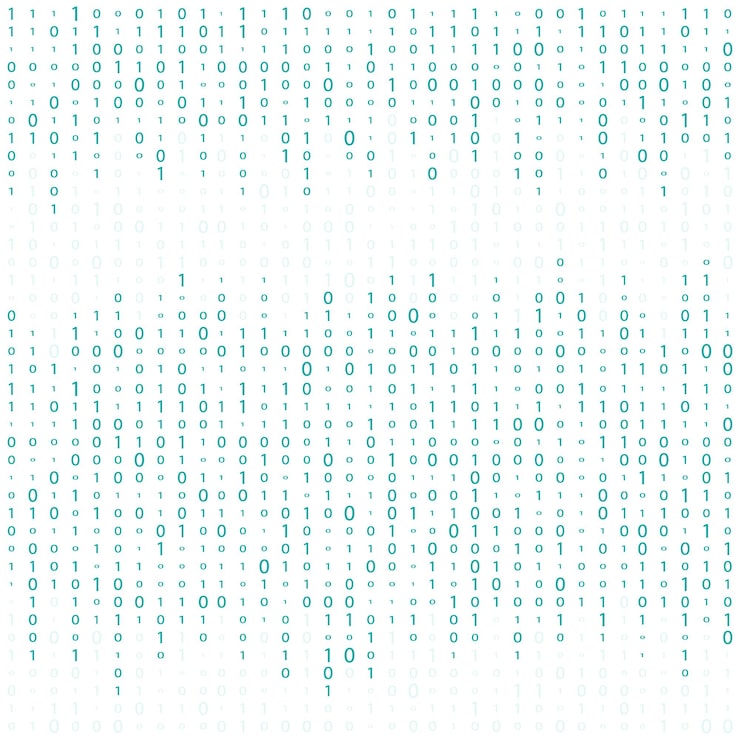 Vector binary code zero one matrix white background abstract matrix background binary computer code