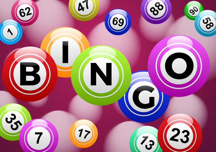 Bingo lotería fondo vector diseño bolas de la suerte y números de lotería